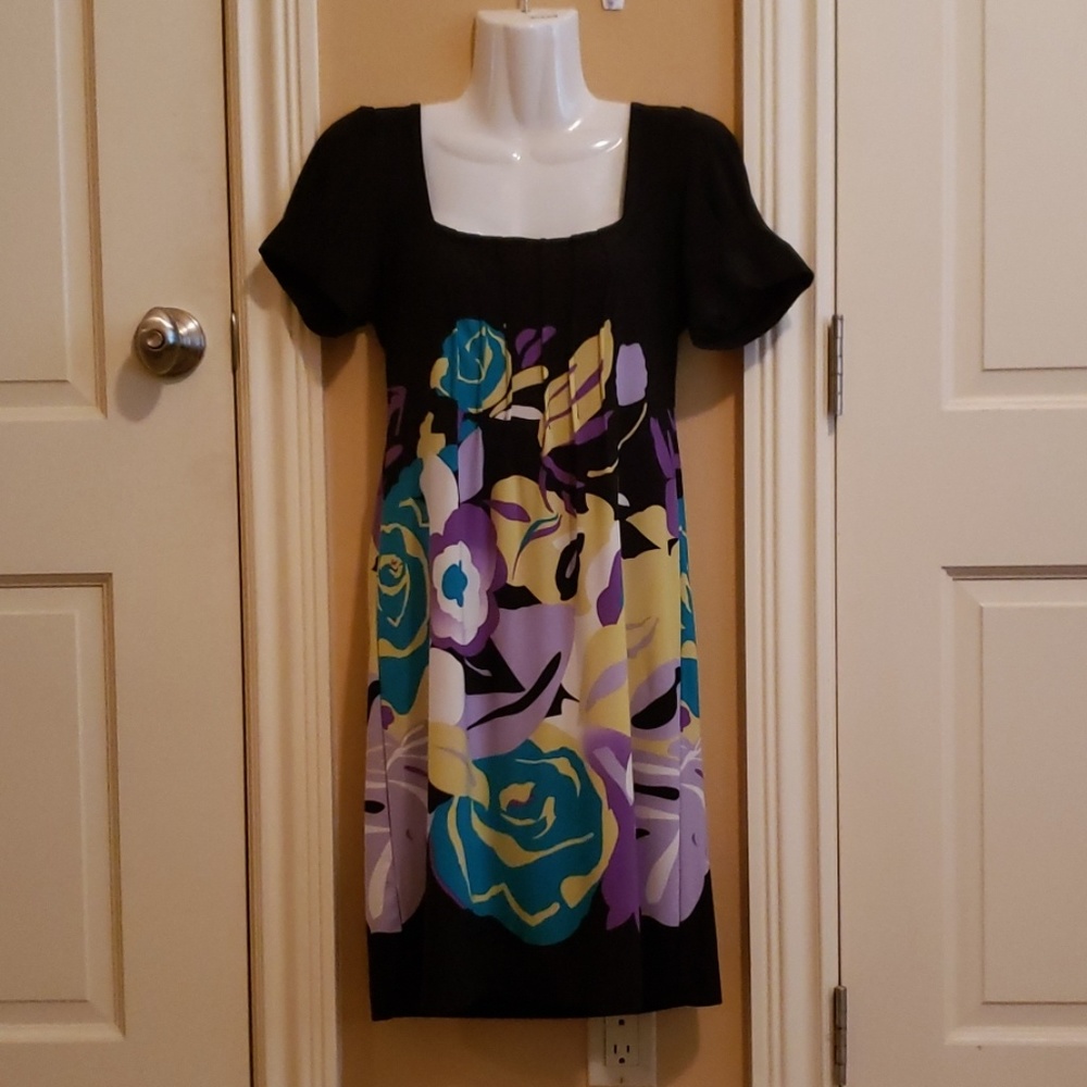 eci floral stretch short sleeve boho shift